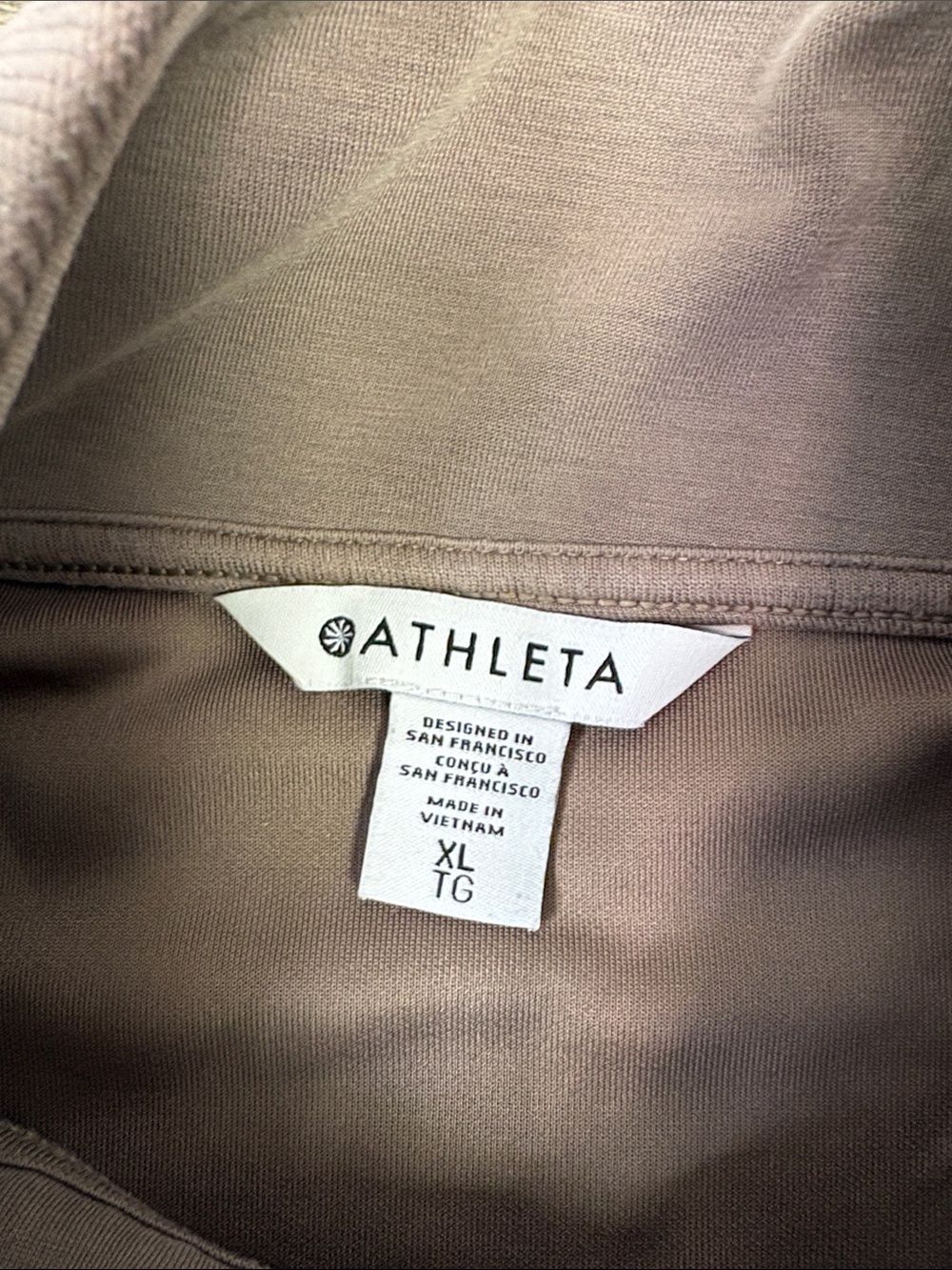 Athleta Seasoft Rib Quarter-Zip Popover Pullover Taupe Brown Size XL - Picture 4 of 10